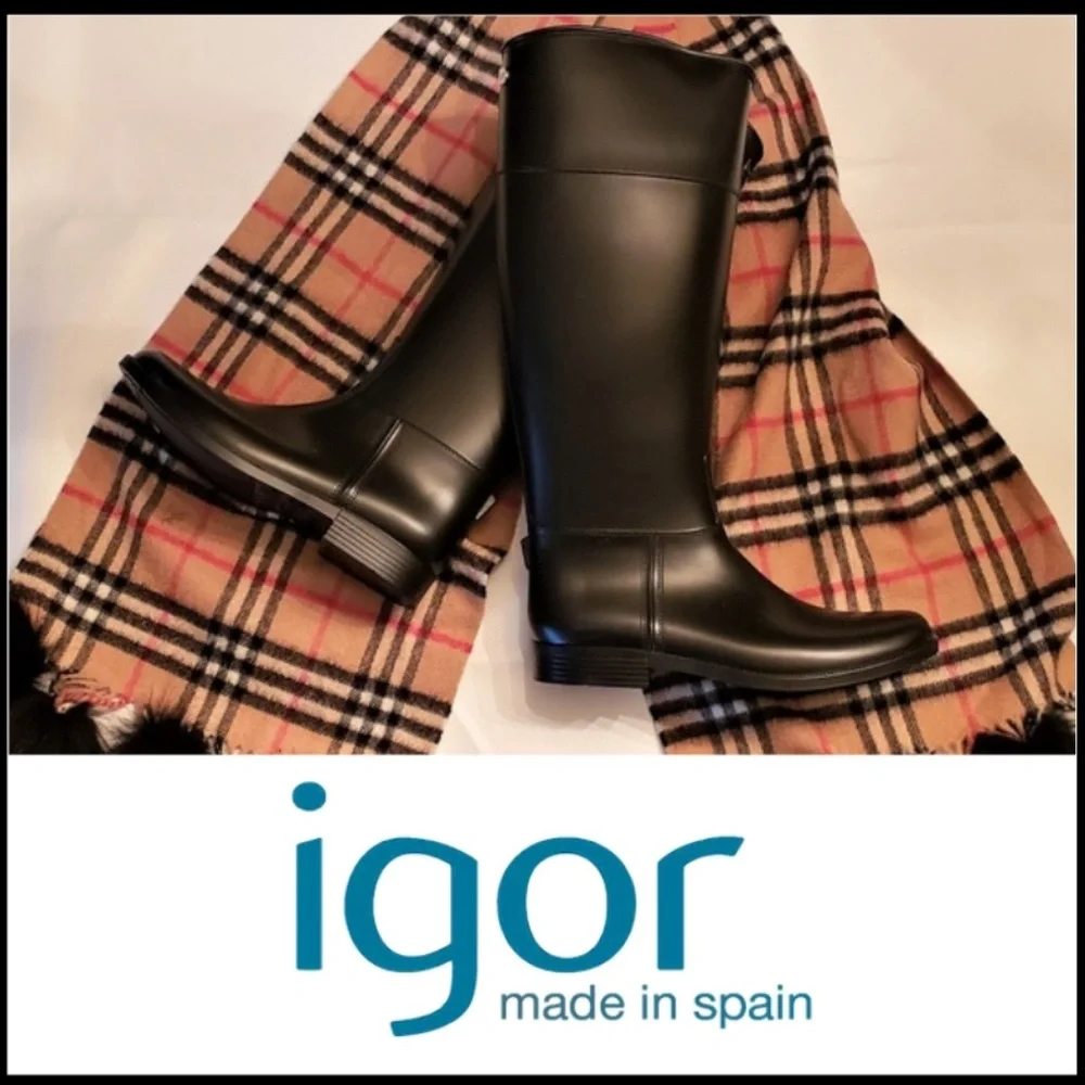 NWOB IGOR Black on Black Riding/Rain Boot, Size 5.5 (EU 36) - Picture 6 of 6